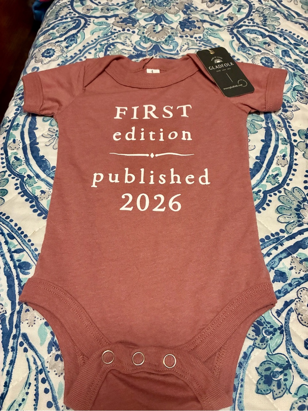 Rust Pink 'First Edition Published 2026' Baby One-Piece